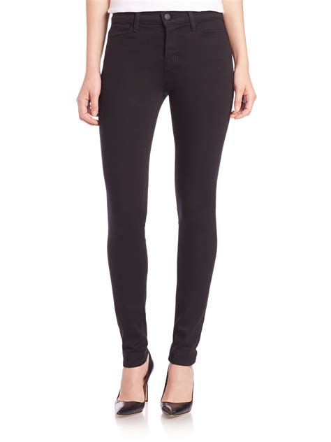 J Brand Mid Rise Super Skinny Jeans In Black Seriously Black Lyst