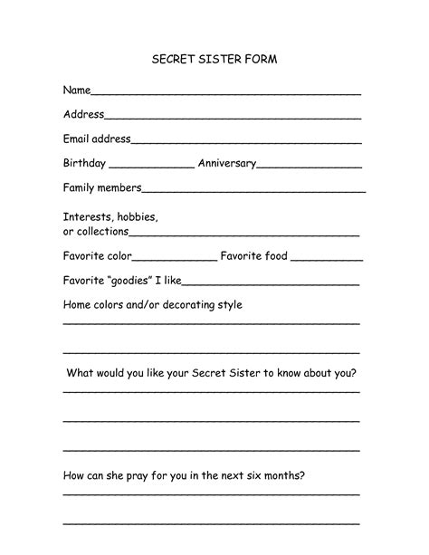 Having siblings, especially a sister, is a great thing to be grateful for. Free Printable Secret Pal Forms