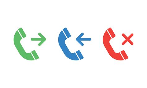 Incoming Outgoing Missed Call Phone Icon Set End Call Sign Answer