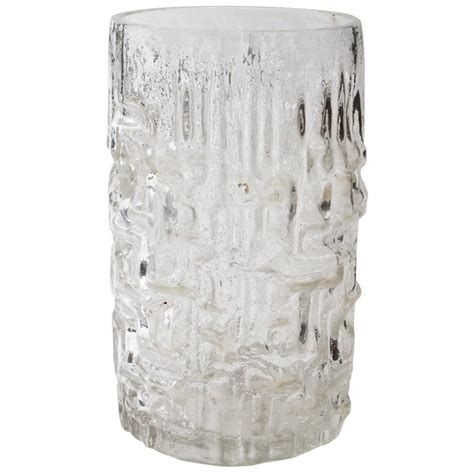 Large Textured Clear Glass Vase At 1stdibs
