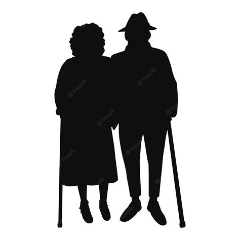 Premium Vector Vector Illustration Of Black Silhouette Old People