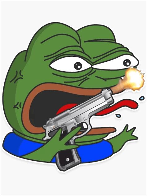 While the history of pepe is too long and sordid to cover here, you likely don't need the context. "Pepega with Gun" Sticker by renukabrc | Redbubble