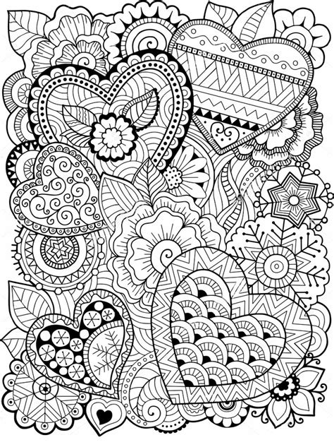 Hearts Zentangle Coloring Page Heart Coloring Page Coloring Home