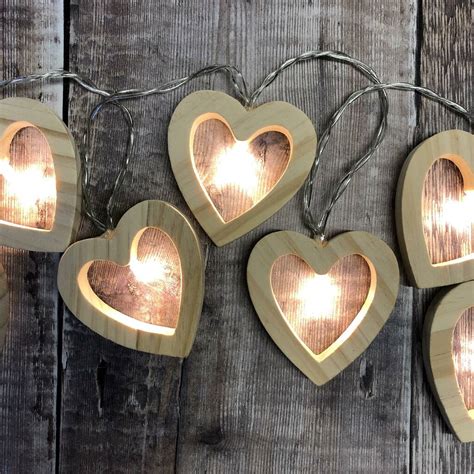 Wooden Heart String Lights By Garden Selections