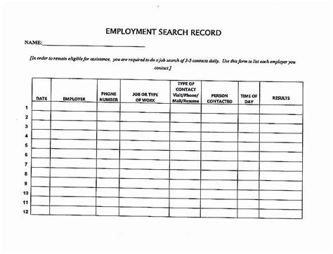 Employment Search Record Form Town Forms The Town Of Troy New Hampshire