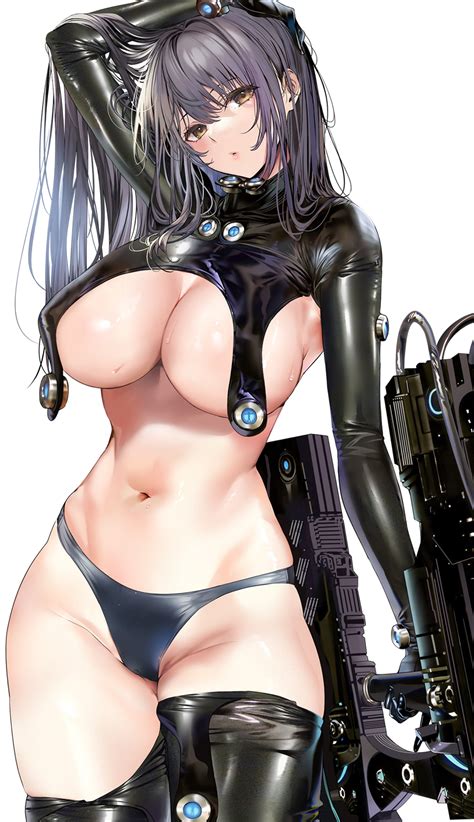 Rule 34 1girls Black Hair Breasts Female Gantz Gantz Suit Gun Holding