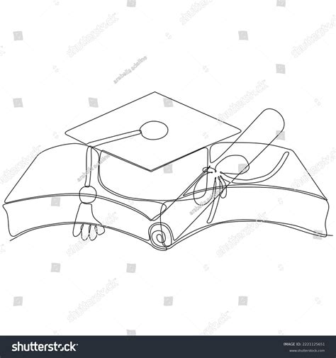 Single Continuous Line Art Graduation Cap Stock Vector Royalty Free