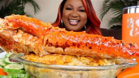 Giant Spicy King Crab Leg Mac And Cheese Mukbang Seafood Boil Mukbang Youtube
