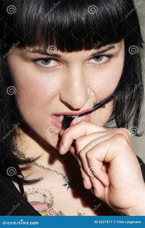 woman with hair in mouth stock image image of beauty 5237477