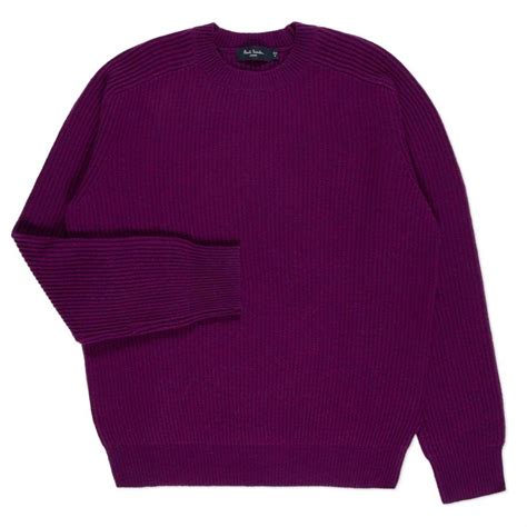 Paul Smith Mens Purple Merino Wool Ribbed Sweater In Purple For Men Lyst