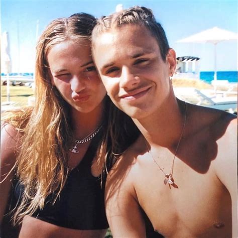 Romeo Beckhams Girlfriend Mia Plants Kiss On His Cheek In Cute Underwater Selfie Irish Mirror