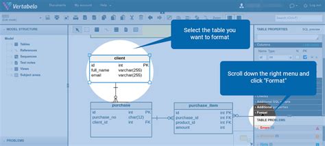 How To Format An Entity Table In Vertabelo Vertabelo Database Modeler