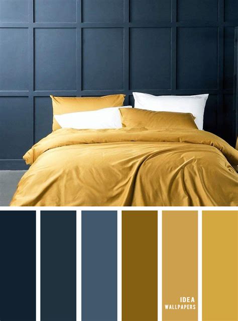 color schemes   bedroom navy blue  mustard bedroom