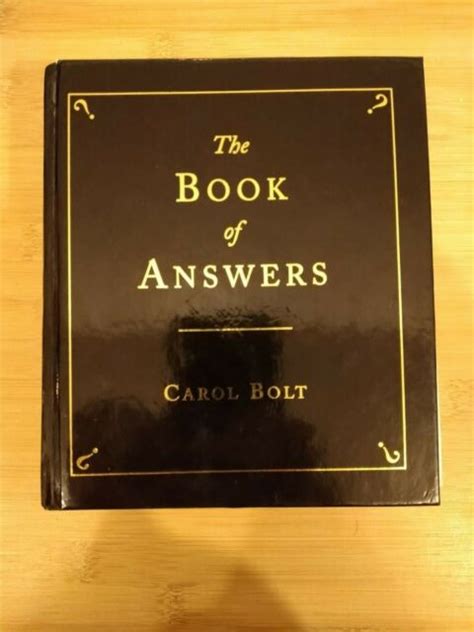 The Book Of Answers By Carol Bolt Hardback 1999 For Sale Online Ebay