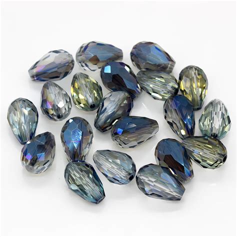 TOP Quality 100pcs Wholesale Faceted Teardrop Glass Crystal Charm Loose