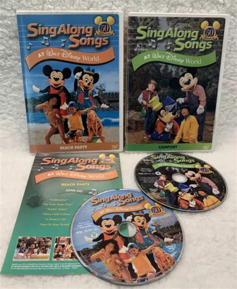 Walt Disney World Lot Of 2 Sing Along Song Dvds Beach Party And Campout
