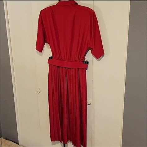 Chaus Dresses Vintage Ms Chaus Red Dress With Belt And Pleated