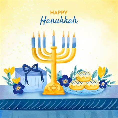 Premium Vector Watercolor Illustration For Jewish Hanukkah Celebration