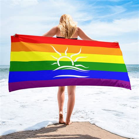 Pride Flag With Naturist Logo Beach Towel Etsy Uk