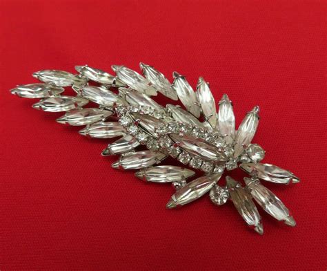 Juliana Vintage Rhinestone Brooch Pin Clear Faceted Crystal Silver
