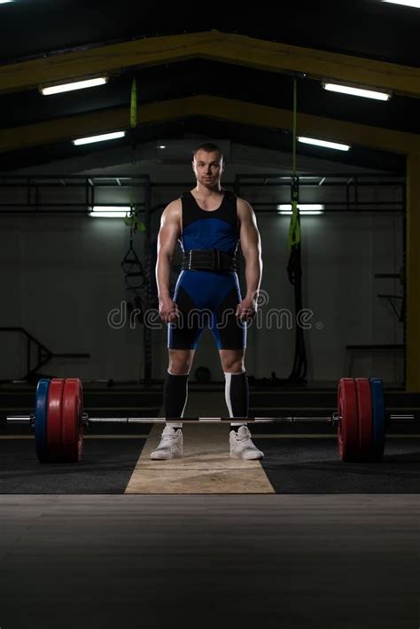 Young Athlete Getting Ready For Weight Lifting Training Stock Image