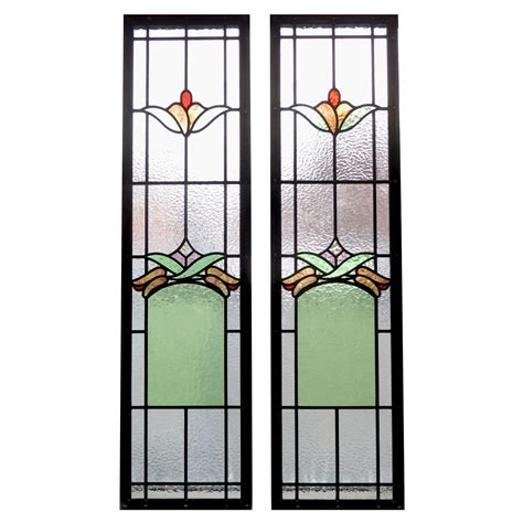 art deco stained glass panels from period home style