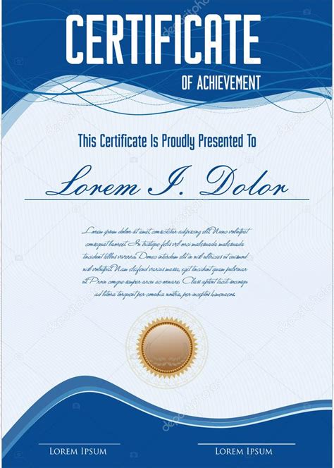 Blue Certificate Or Diploma Template — Stock Vector © Totallyout 91066210