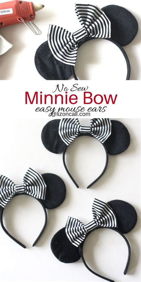 Just Add This No Sew Minnie Bow To A Basic Pair Of Ears And You Ve Got