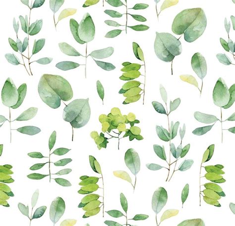Peel And Stick Wallpaper Green Watercolor Leaves Wallpaper Etsy