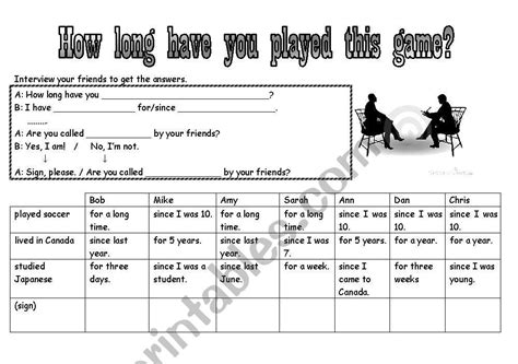 How Long Have You Played This Game Esl Worksheet By Gsuiris