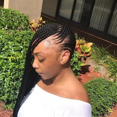 This hairstyle requires continuously adding of hair extension into a single cornrow to get a desired width and length. box #braid hairstyles Latina | Ghana braids, Braided ...