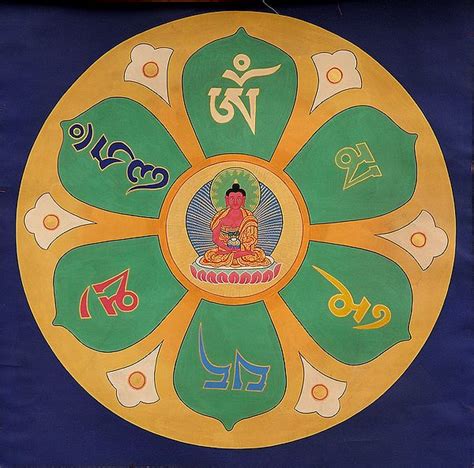 Buddha Mandala With The Syllable Mantra Om Mani Padme Hum Tibetan