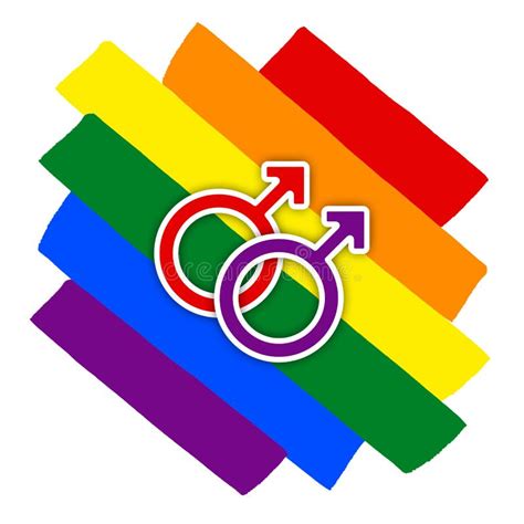 rainbow gay couple pride flag oblique symbol of sexual minorities two man stock illustration