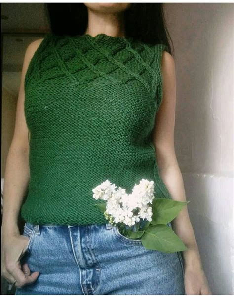 Knitted Green Vest Wool Vest Green Womans Veststylish Womens