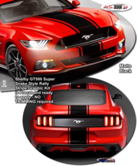 Ford Mustang Shelby Gt500 Super Snake Style Rally Stripe Graphic Kit 2
