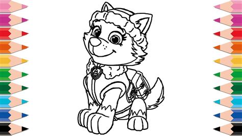 Zuma at christmas, paw patrol. How to Draw Paw Patrol Everest for Kids Happy Family Coloring Pages Learn Colors for Baby ...