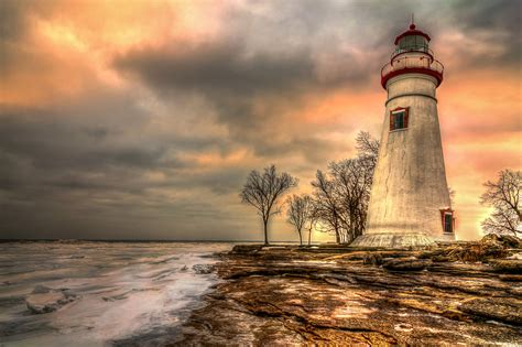 Lighthouse Sunset In Marblehead Massachusetts Hd Wallpaper