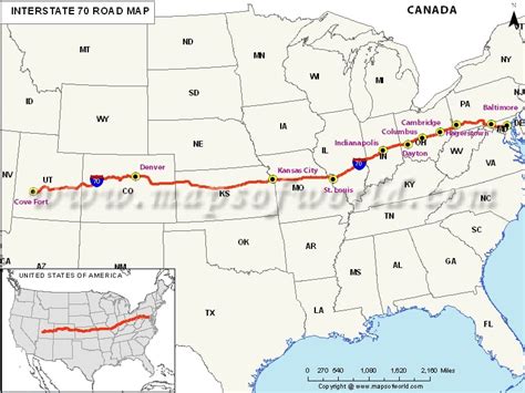 Us Interstate 70 I 70 Map Cove Fort Utah To Baltimore Maryland
