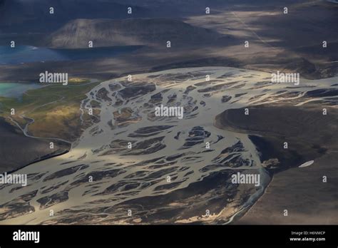 Aerial View Of Glacial Rivers South Iceland Stock Photo Alamy