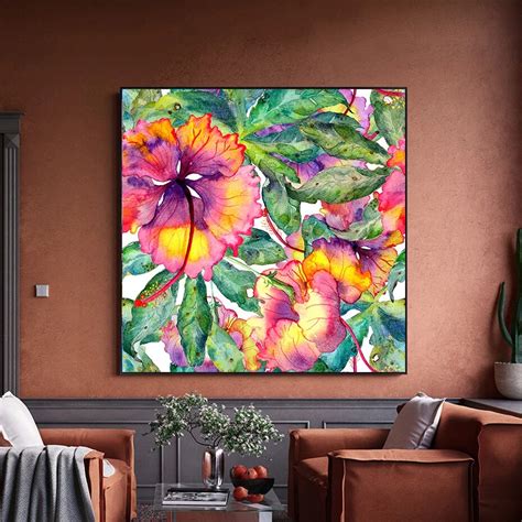 Abstract Floral Watercolor Wall Art Colorful Nordic Style Fine Art