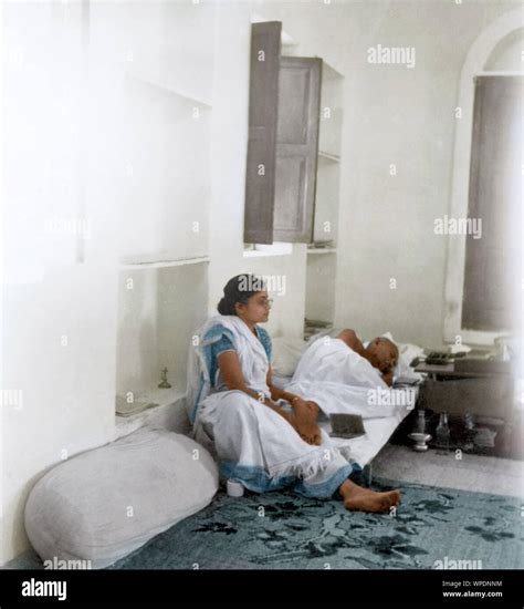 Abha Gandhi Massaging Feet Of Mahatma Gandhi Bhangi Colony Delhi India Asia October 2 1946