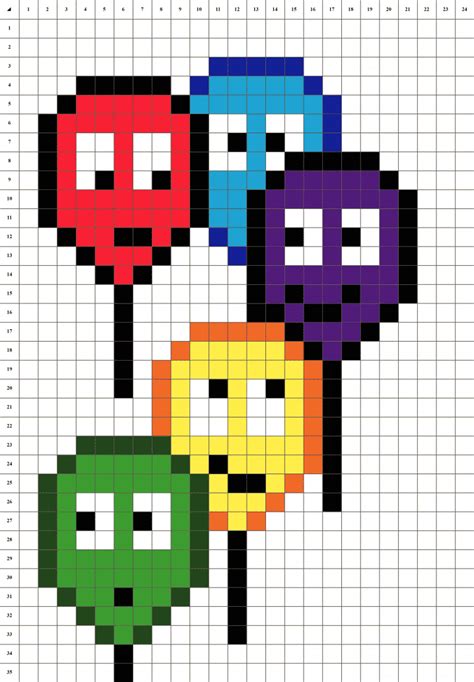Pixel art simple et rapide pixel art rapide trendmetr. Ballons de baudruche - Pixel Art - Fond blanc