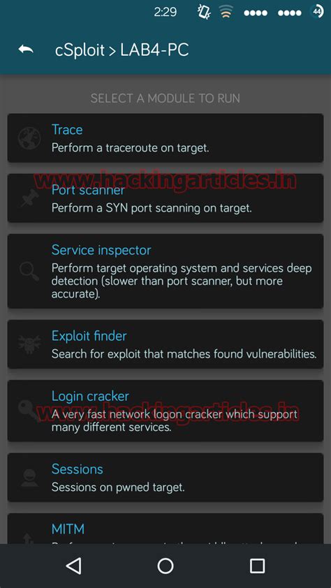 1) open terminal and type: Hack your Network through Android Phone using cSploit
