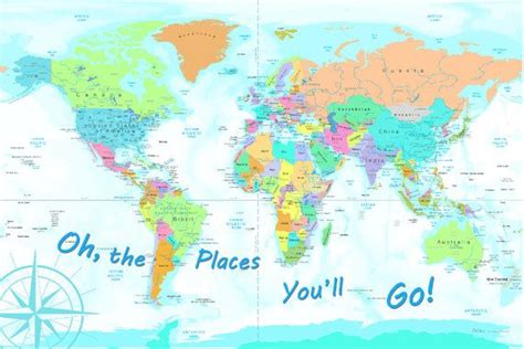 Kids World Map Oh The Places Youll Go Map Poster Or Etsy Kids