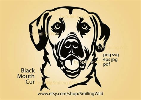 Black Mouth Cur Svg Head Portrait Dog Vector Graphic Art Black Etsy