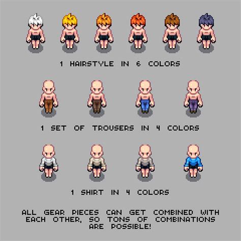Pixel RPG Topdown Character Template Peasant Clothes By Thomas
