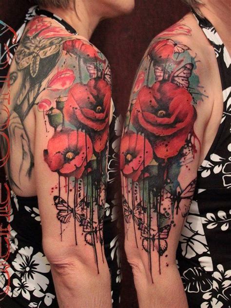 Watercolor Poppy Tattoo On Half Sleeve 60 Beautiful Poppy Tattoos Poppy Tattoo Sleeve