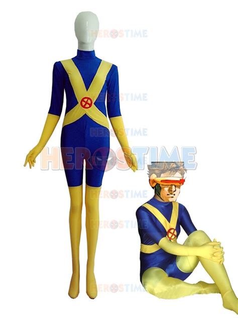 Blue And Yellow X Men Cyclops Costume Tight Spandex Superhero Costume