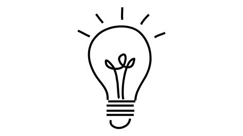 Here is a list of 40 easy drawing ideas for beginners: thought bulb idea line drawing illustration animation with ...