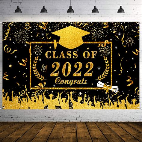 Buy 2022 Graduation Banner Black Gold Large Graduation Banner